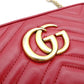 GUCCI GG Marmont Chain Shoulder Bag Leather Red Crossbody Red Gold Hardware 7-12-461