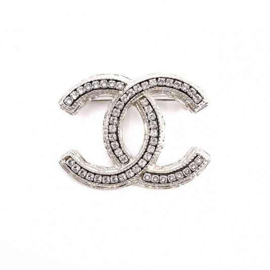 CHANEL シャネル ブローチ メタル/ラインストーン シルバー【中古】 レディース