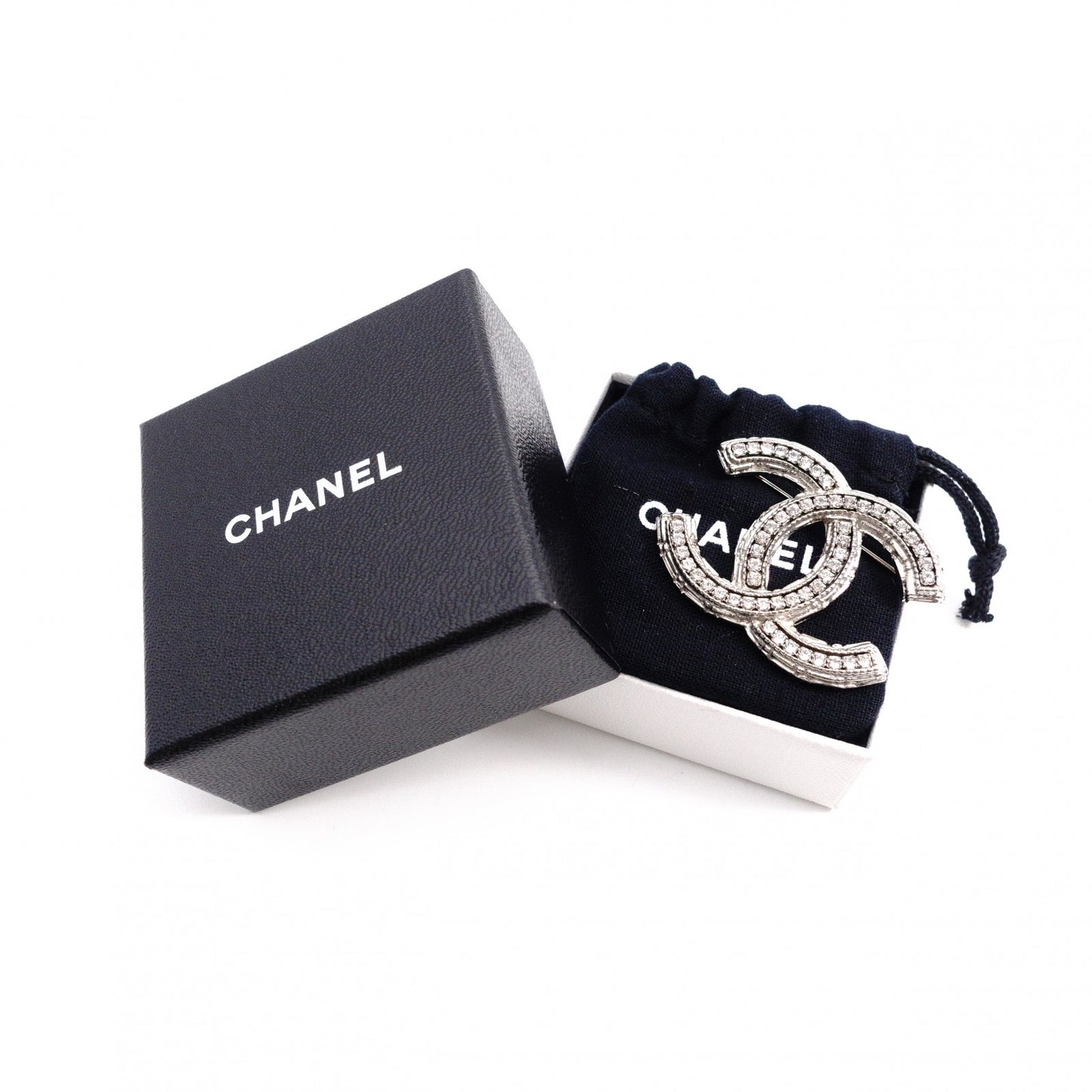 CHANEL シャネル ブローチ メタル/ラインストーン シルバー【中古】 レディース