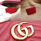 GUCCI GG Marmont Chain Shoulder Bag Leather Red Crossbody Red Gold Hardware 7-12-461