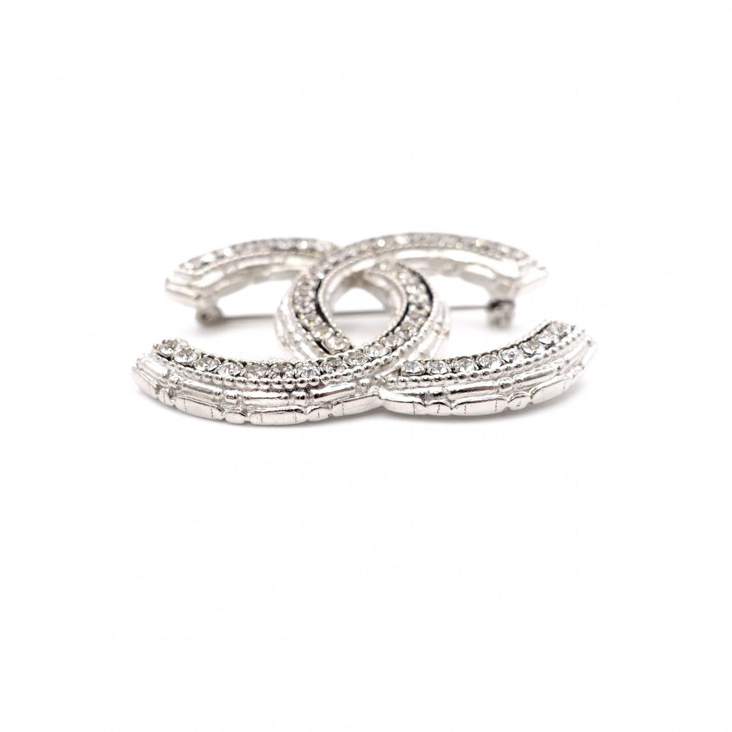 CHANEL シャネル ブローチ メタル/ラインストーン シルバー【中古】 レディース