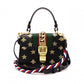 GUCCI Sylvie Bee & Star Print Sherry Line 2-Way Leather Shoulder Bag, Black, Women's