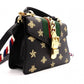 GUCCI Sylvie Bee & Star Print Sherry Line 2-Way Leather Shoulder Bag, Black, Women's