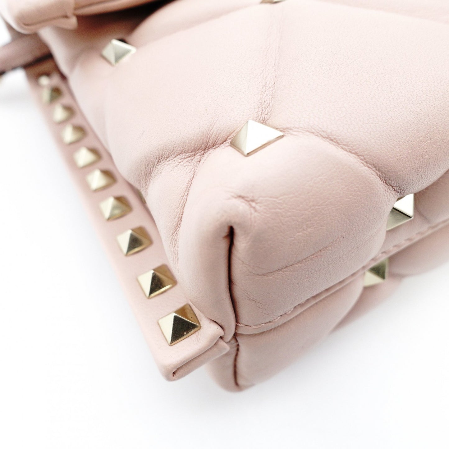 Valentino Garavani Stud Chain Shoulder Bag Pink Leather Crossbody 7-11-093