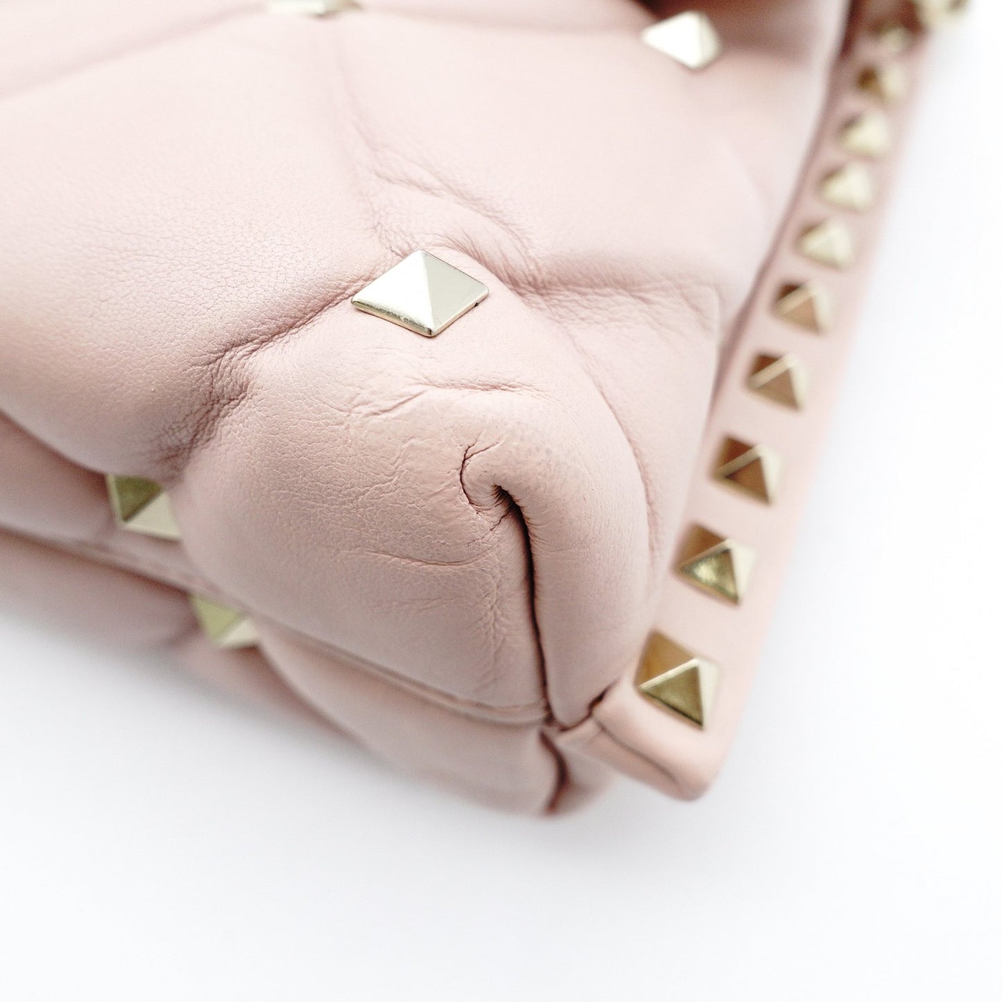 Valentino Garavani Stud Chain Shoulder Bag Pink Leather Crossbody 7-11-093