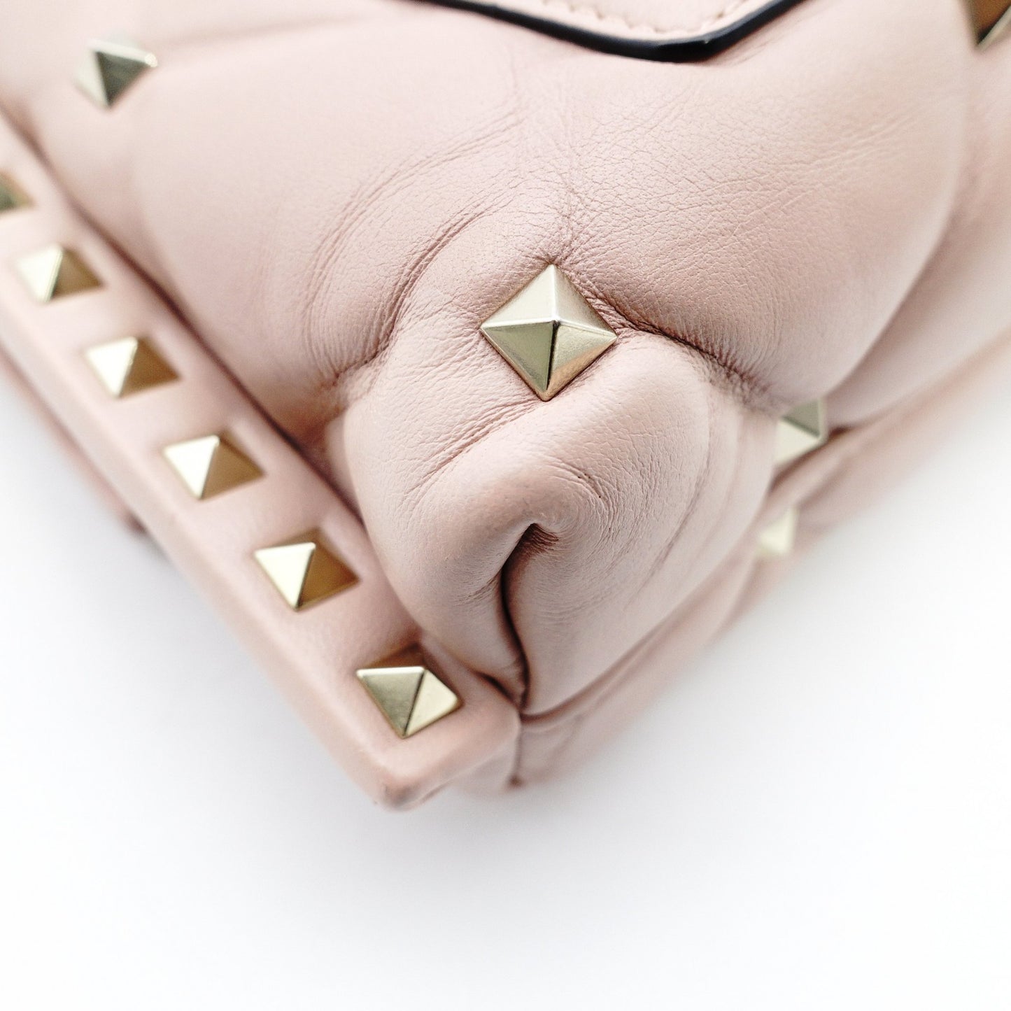 Valentino Garavani Stud Chain Shoulder Bag Pink Leather Crossbody 7-11-093