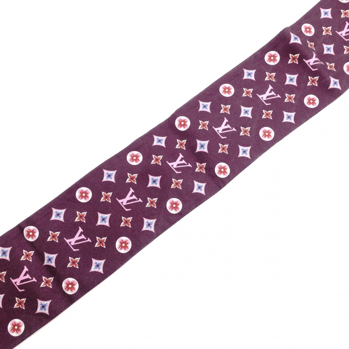 LOUIS VUITTON Twilly Scarf, Silk, Purple, Bag Design