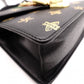 GUCCI Sylvie Bee & Star Print Sherry Line 2-Way Leather Shoulder Bag, Black, Women's