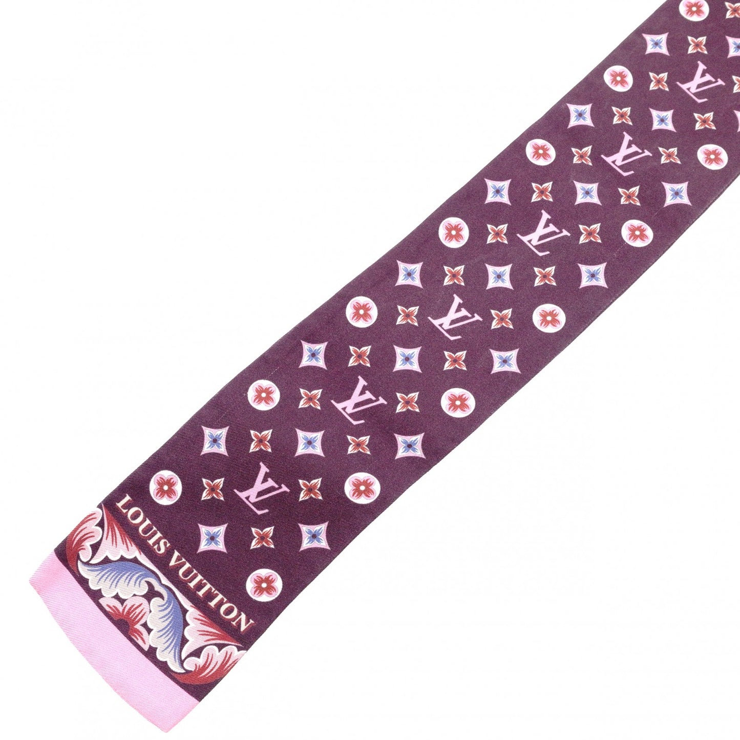 LOUIS VUITTON Twilly Scarf, Silk, Purple, Bag Design