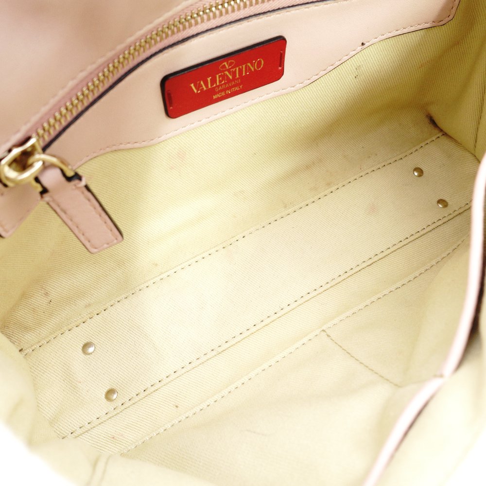 Valentino Garavani Stud Chain Shoulder Bag Pink Leather Crossbody 7-11-093