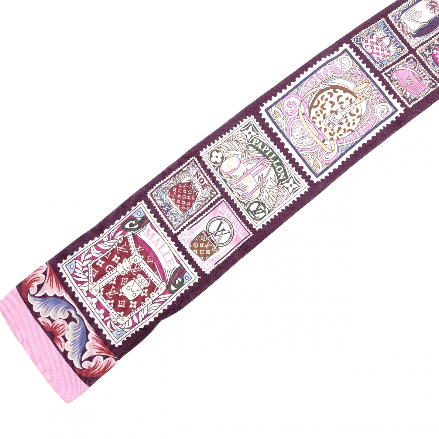 LOUIS VUITTON Twilly Scarf, Silk, Purple, Bag Design