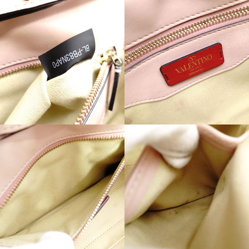 Valentino Garavani Stud Chain Shoulder Bag Pink Leather Crossbody 7-11-093