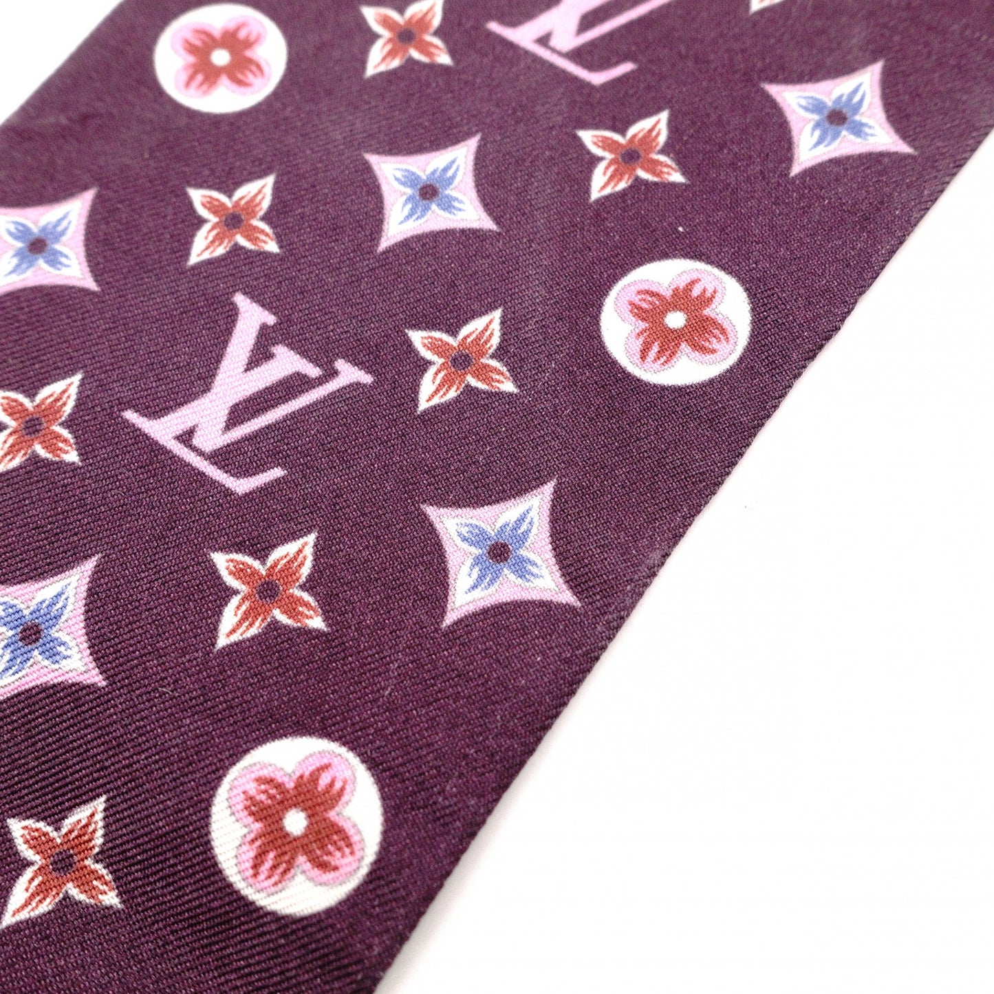 LOUIS VUITTON Twilly Scarf, Silk, Purple, Bag Design