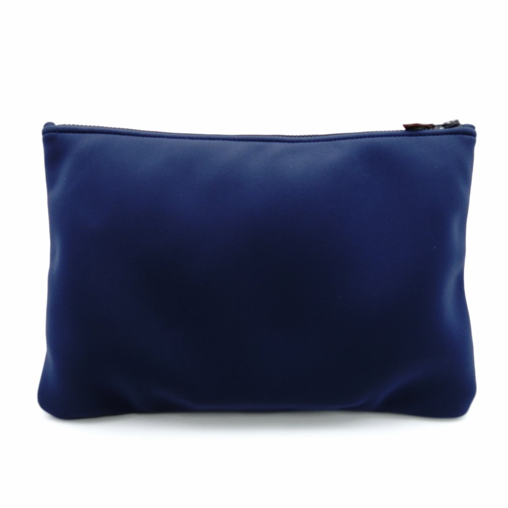 HERMES Truth Flat Neo-Ban GM Pouch Navy Clutch Bag Logo 7-12-560