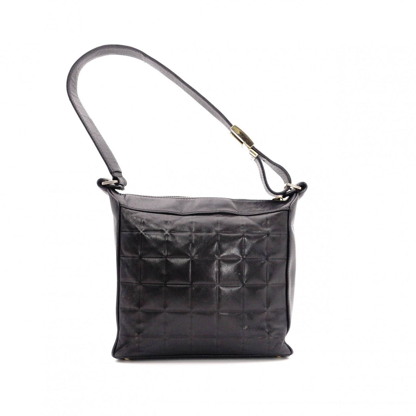 CHANEL Choco Bar Tote Bag / Shoulder Bag, Leather, Black, Single Strap, CC Logo