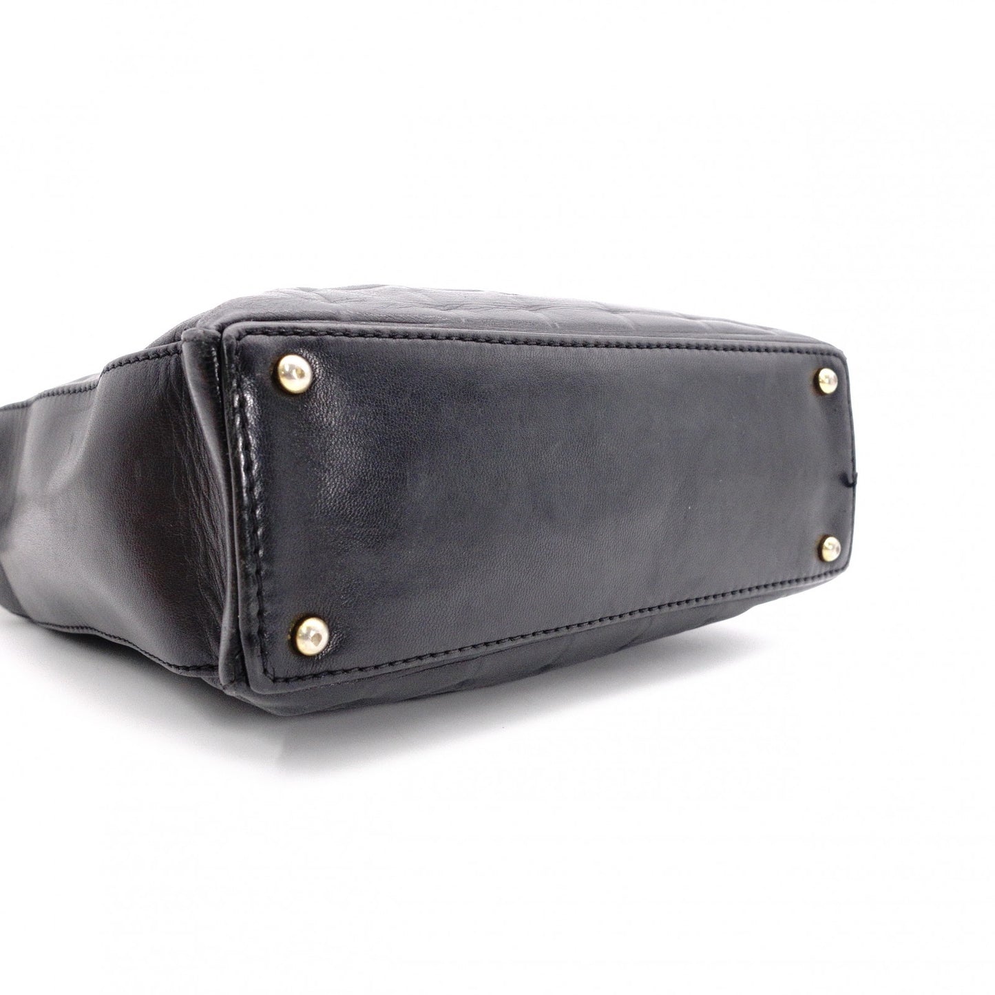 CHANEL Choco Bar Tote Bag / Shoulder Bag, Leather, Black, Single Strap, CC Logo