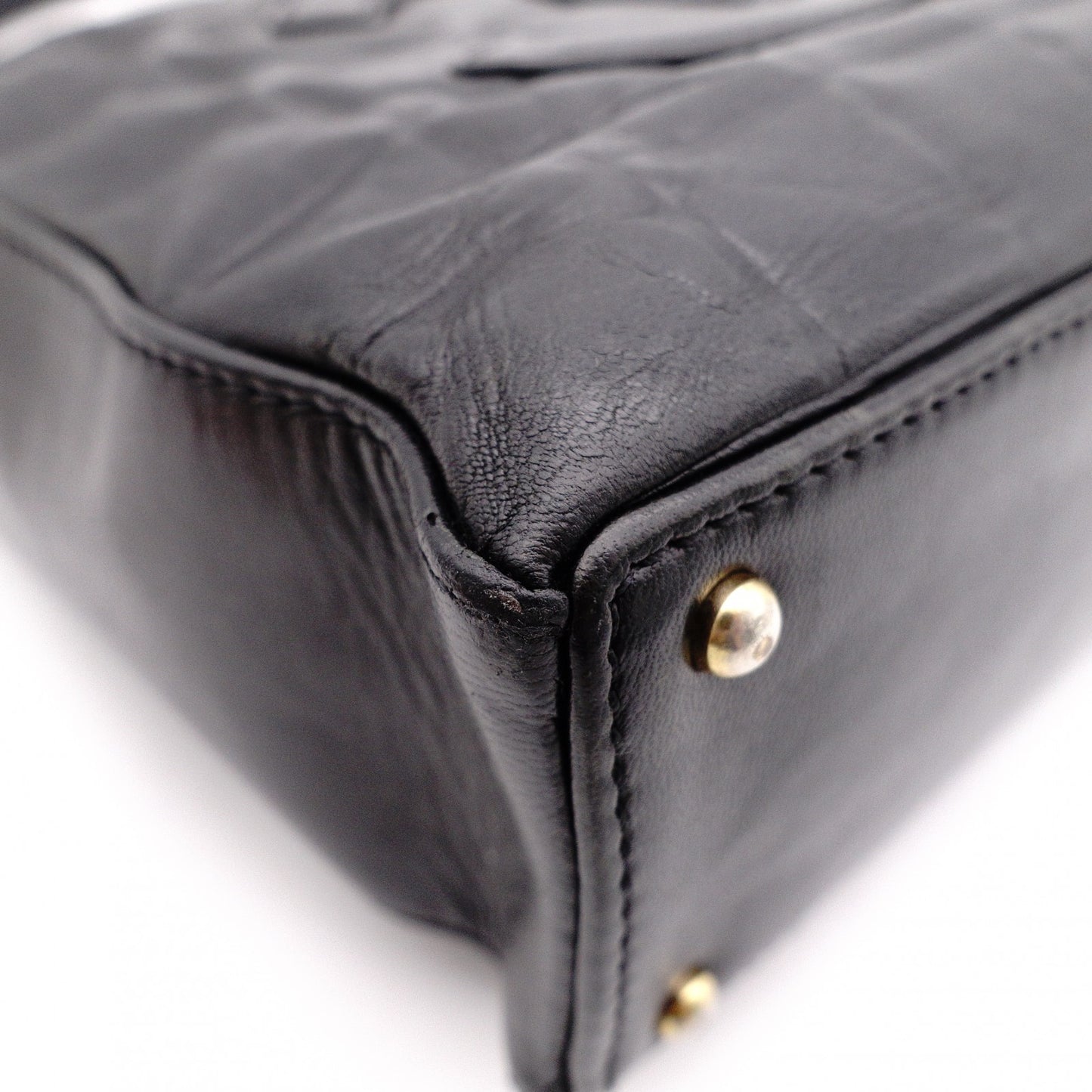 CHANEL Choco Bar Tote Bag / Shoulder Bag, Leather, Black, Single Strap, CC Logo