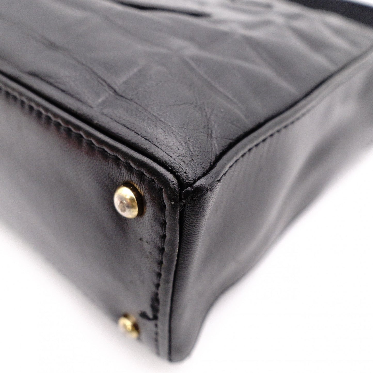 CHANEL Choco Bar Tote Bag / Shoulder Bag, Leather, Black, Single Strap, CC Logo