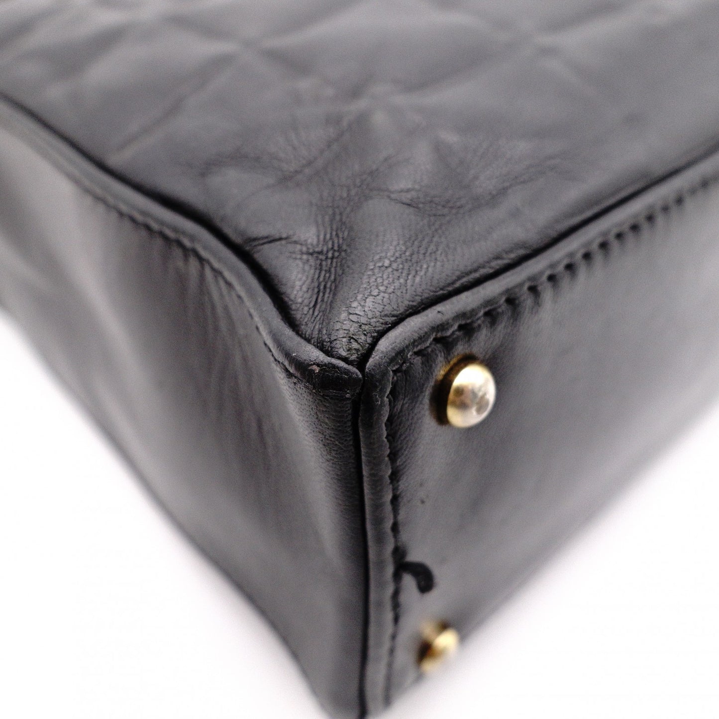 CHANEL Choco Bar Tote Bag / Shoulder Bag, Leather, Black, Single Strap, CC Logo