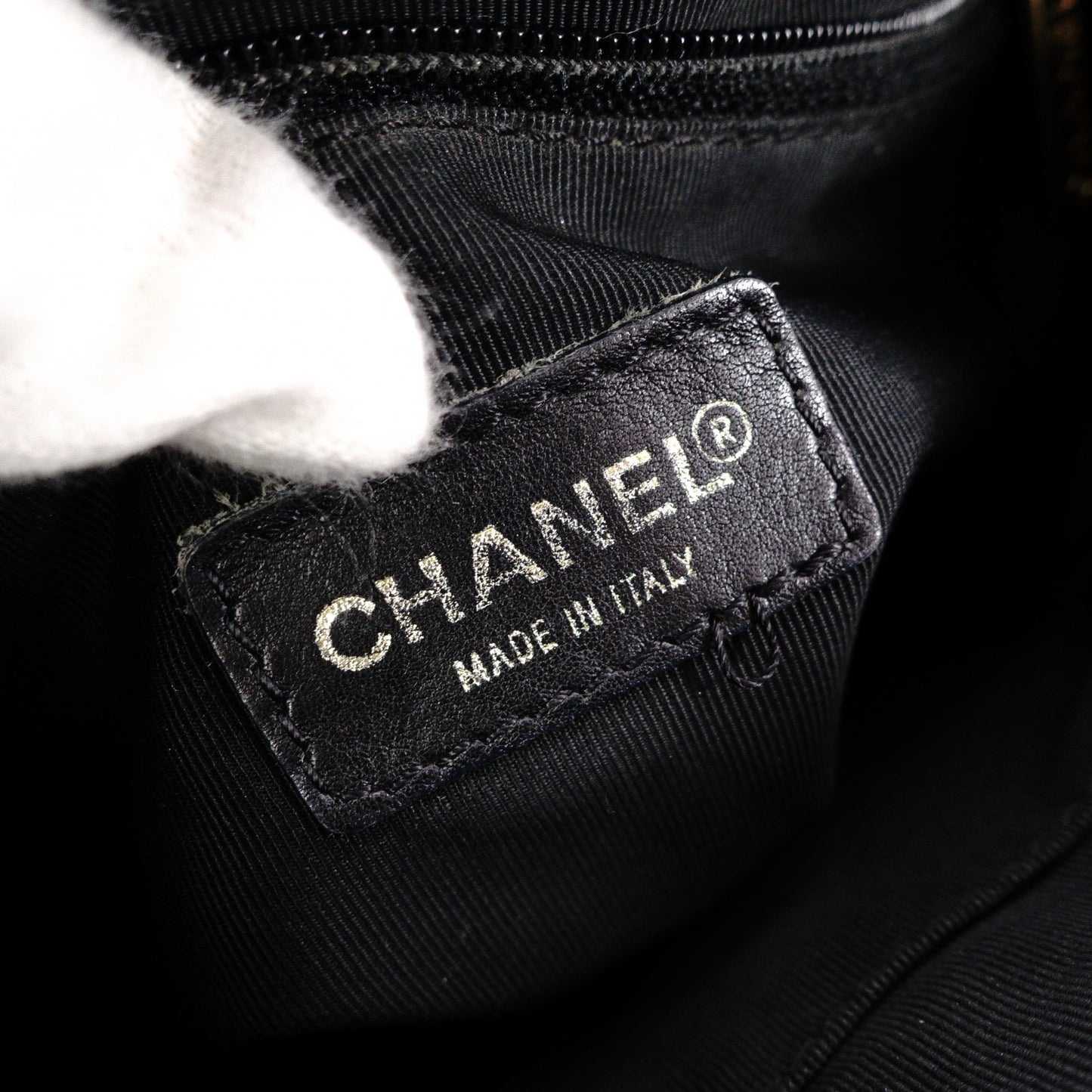 CHANEL Choco Bar Tote Bag / Shoulder Bag, Leather, Black, Single Strap, CC Logo