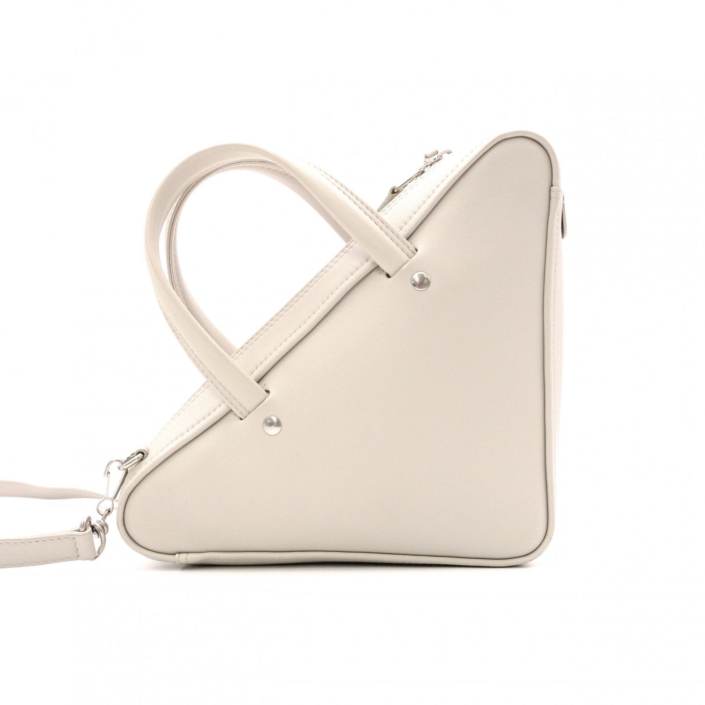 BALENCIAGA Triangle Duffle Handbag, Leather, Gray, Crossbody