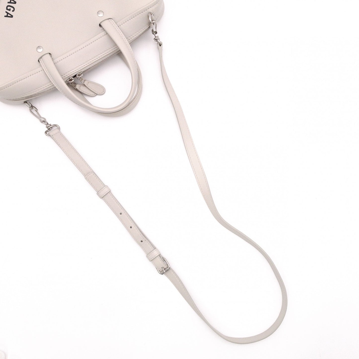 BALENCIAGA Triangle Duffle Handbag, Leather, Gray, Crossbody