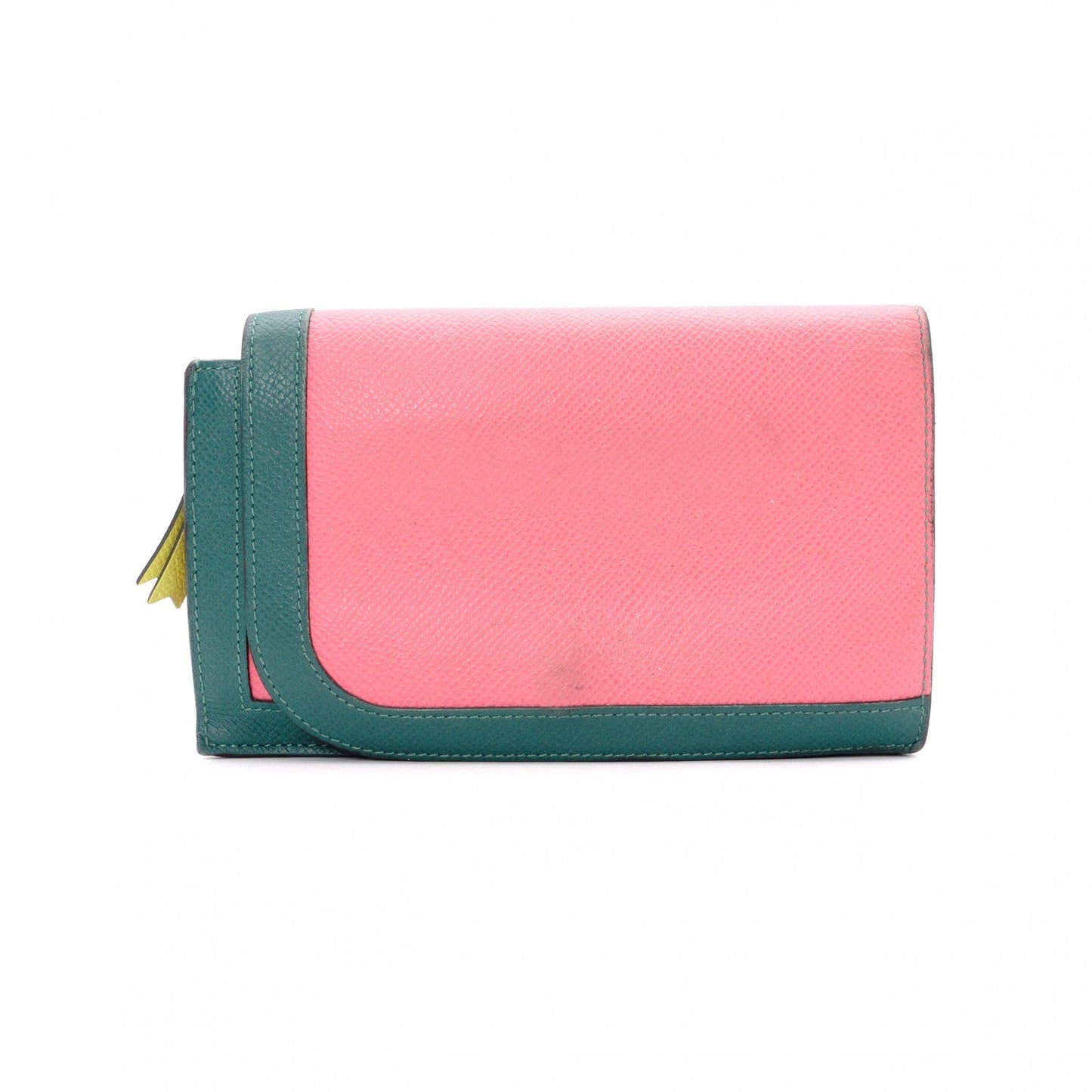 HERMES Hermès Camay Long Long Wallet Leather Pink Rose Azale Malachite Wallet Epson