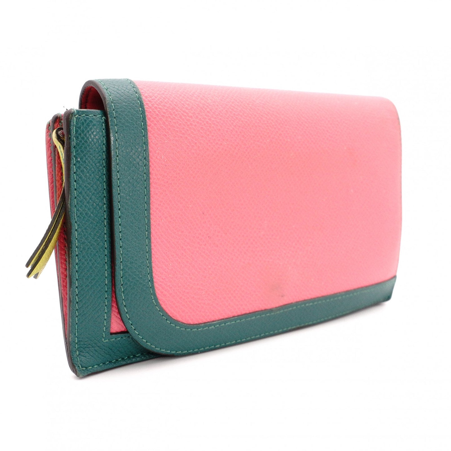 HERMES Hermès Camay Long Long Wallet Leather Pink Rose Azale Malachite Wallet Epson