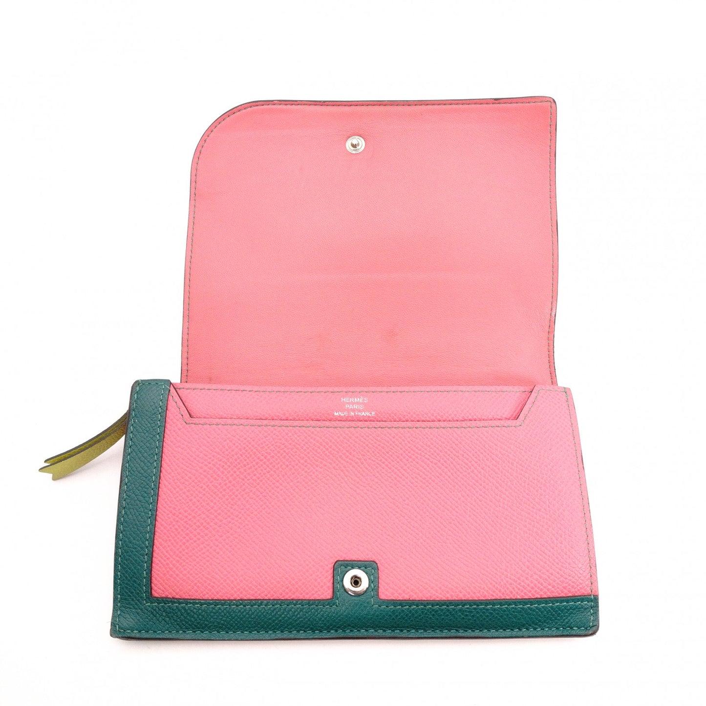 HERMES Hermès Camay Long Long Wallet Leather Pink Rose Azale Malachite Wallet Epson