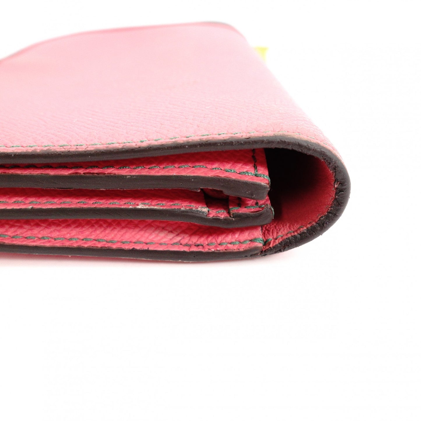 HERMES Hermès Camay Long Long Wallet Leather Pink Rose Azale Malachite Wallet Epson