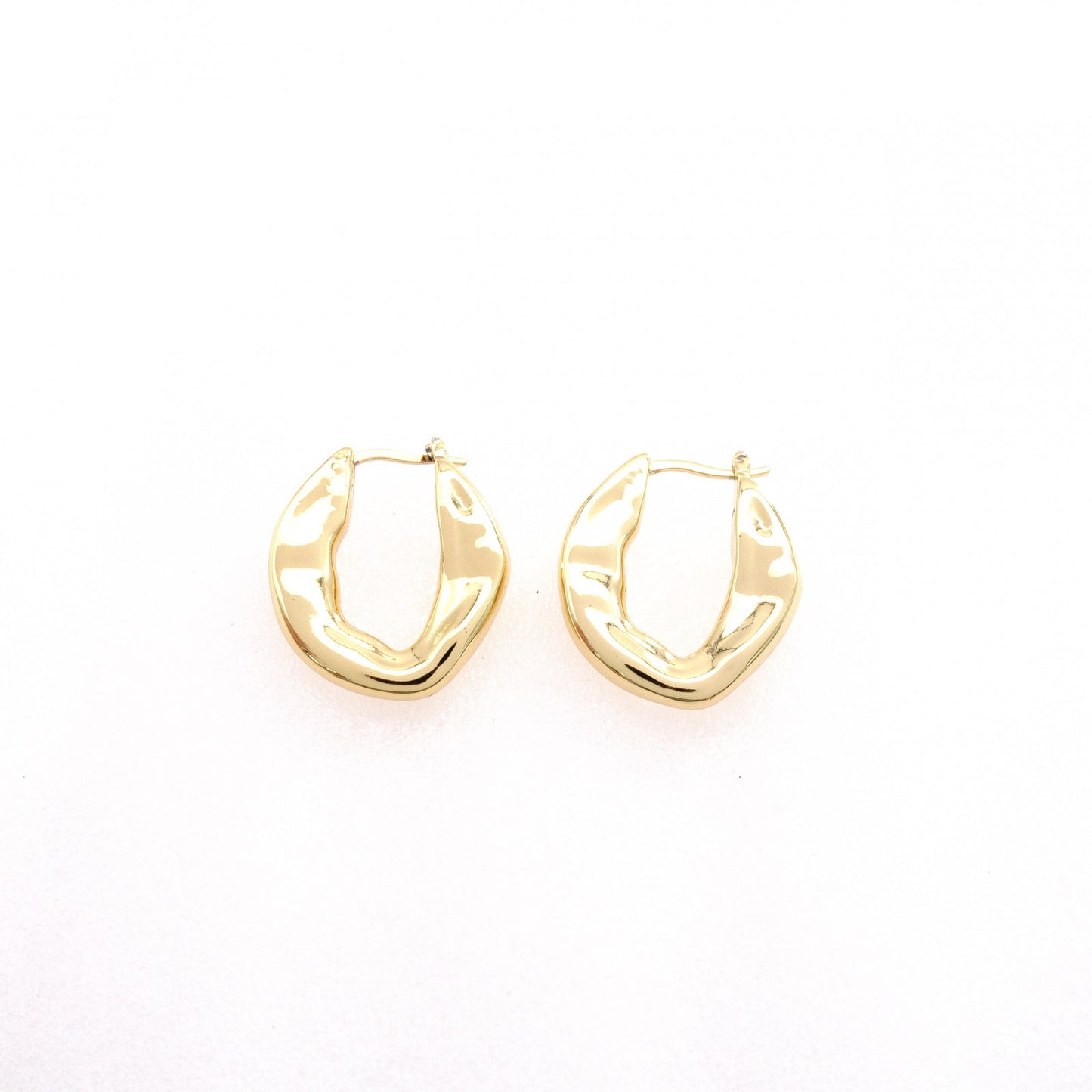 CELINE Hoop Earrings Gold Metal