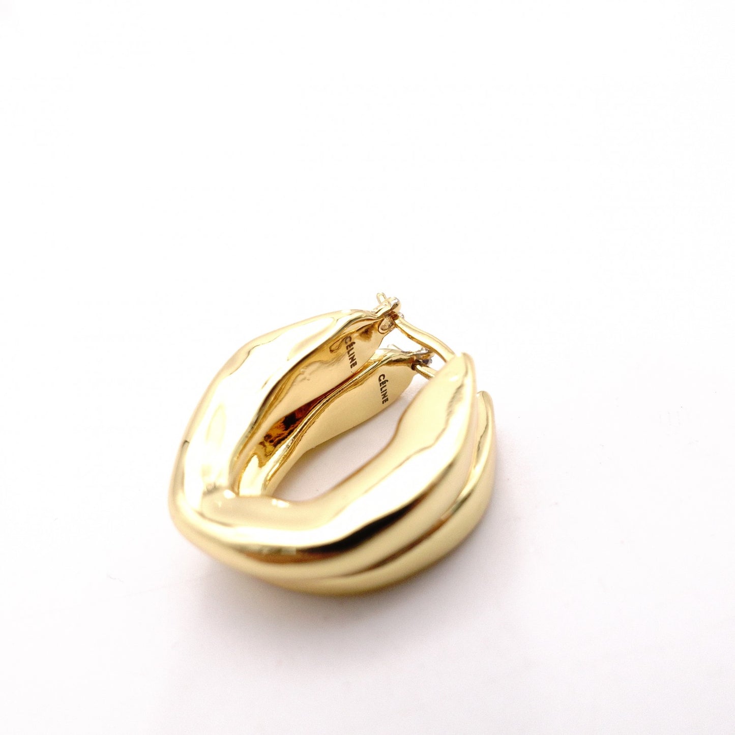 CELINE Hoop Earrings Gold Metal