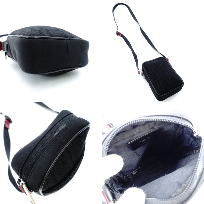 FENDI Zucca Small Shoulder Bag Black Crossbody Black 7-11-823