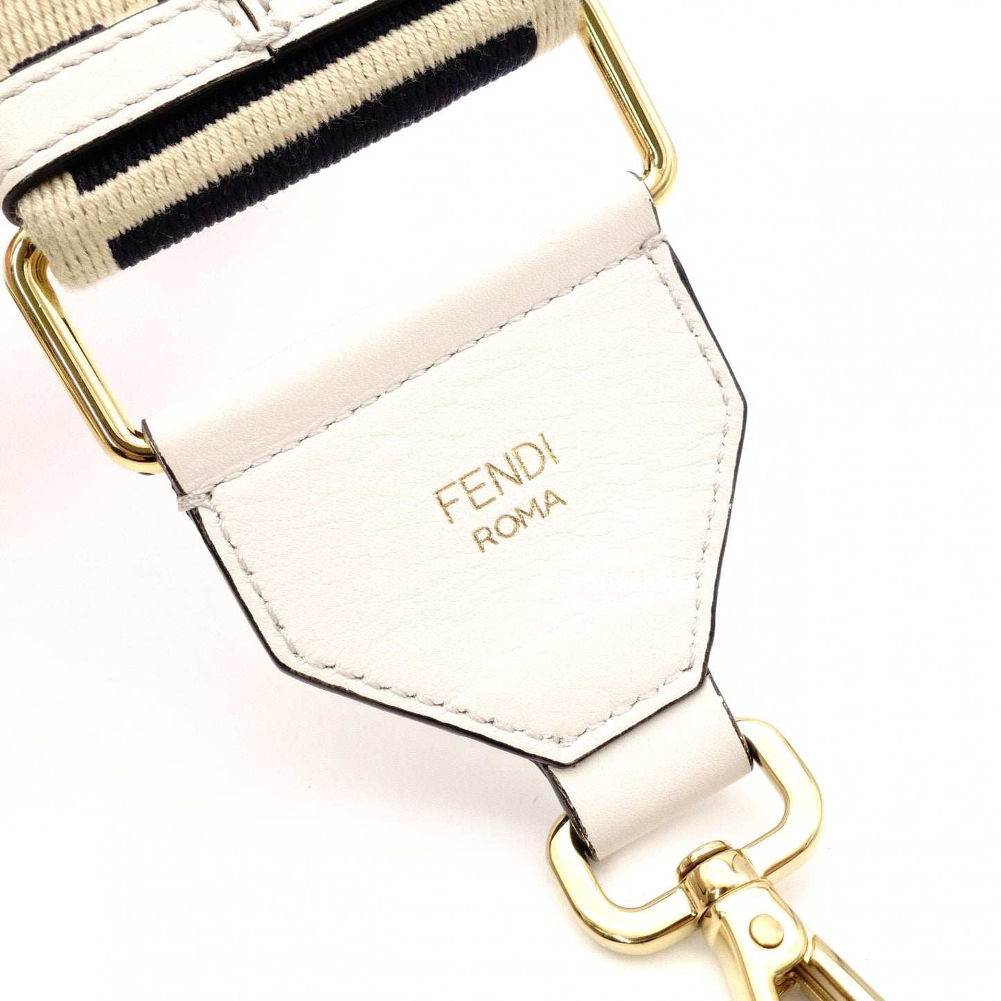 FENDI FF Logo Strap Canvas Beige Zucca Shoulder Strap