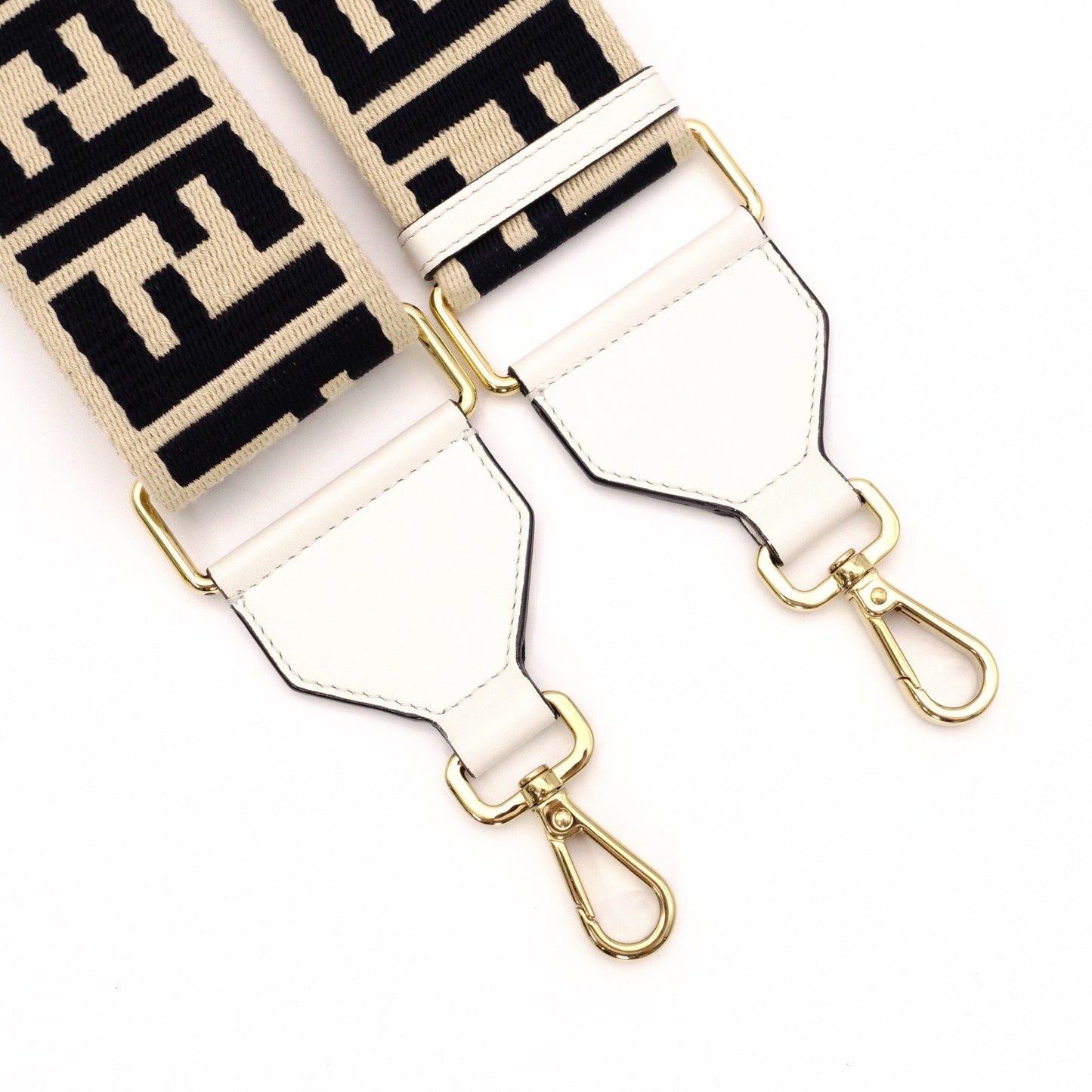 FENDI FF Logo Strap Canvas Beige Zucca Shoulder Strap