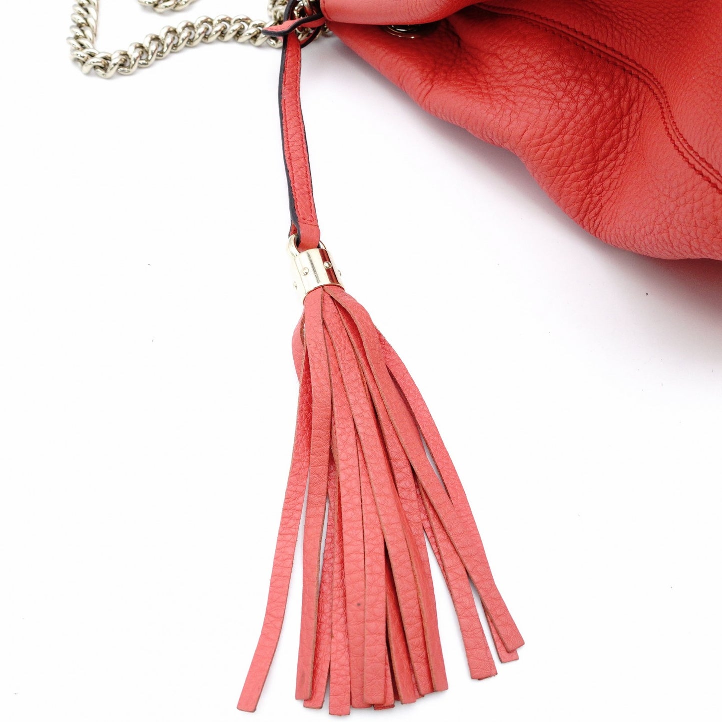 GUCCI Soho Chain Shoulder Bag Pink-Tone Leather Crossbody Gold Hardware Logo 7-8-295