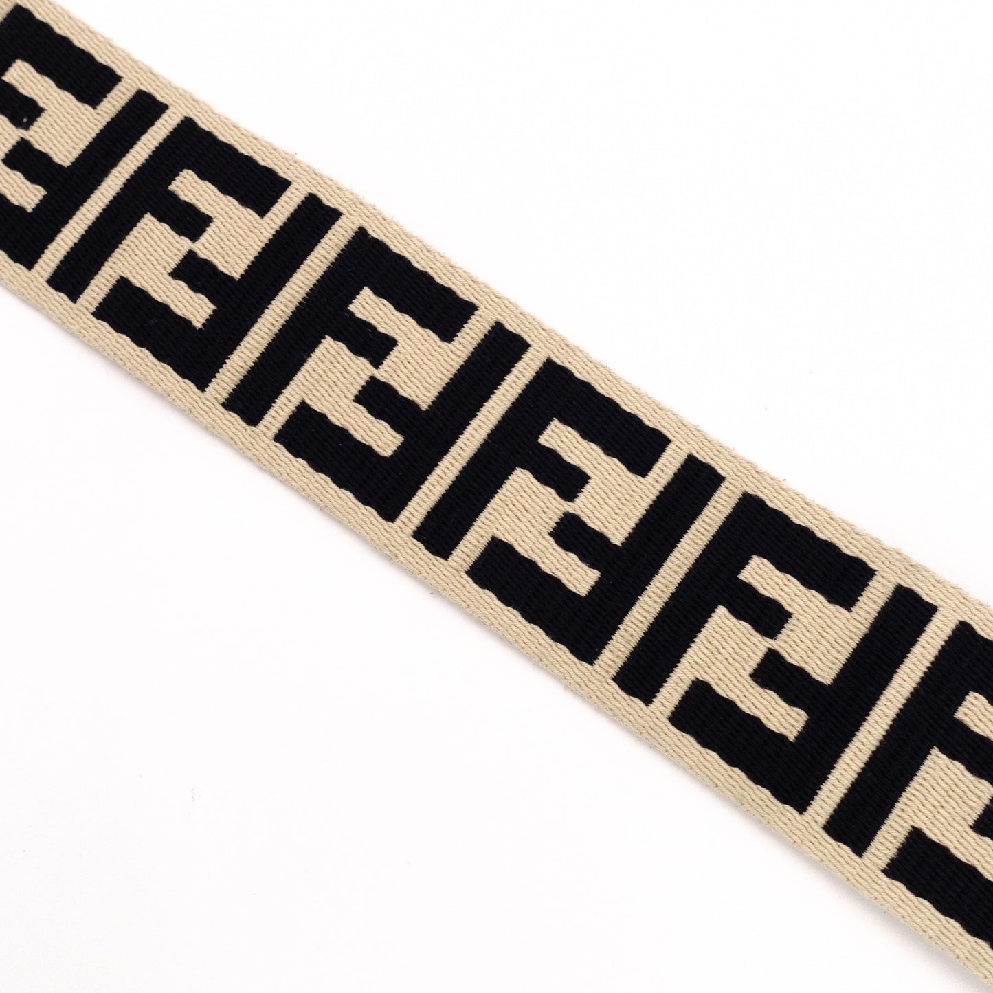 FENDI FF Logo Strap Canvas Beige Zucca Shoulder Strap