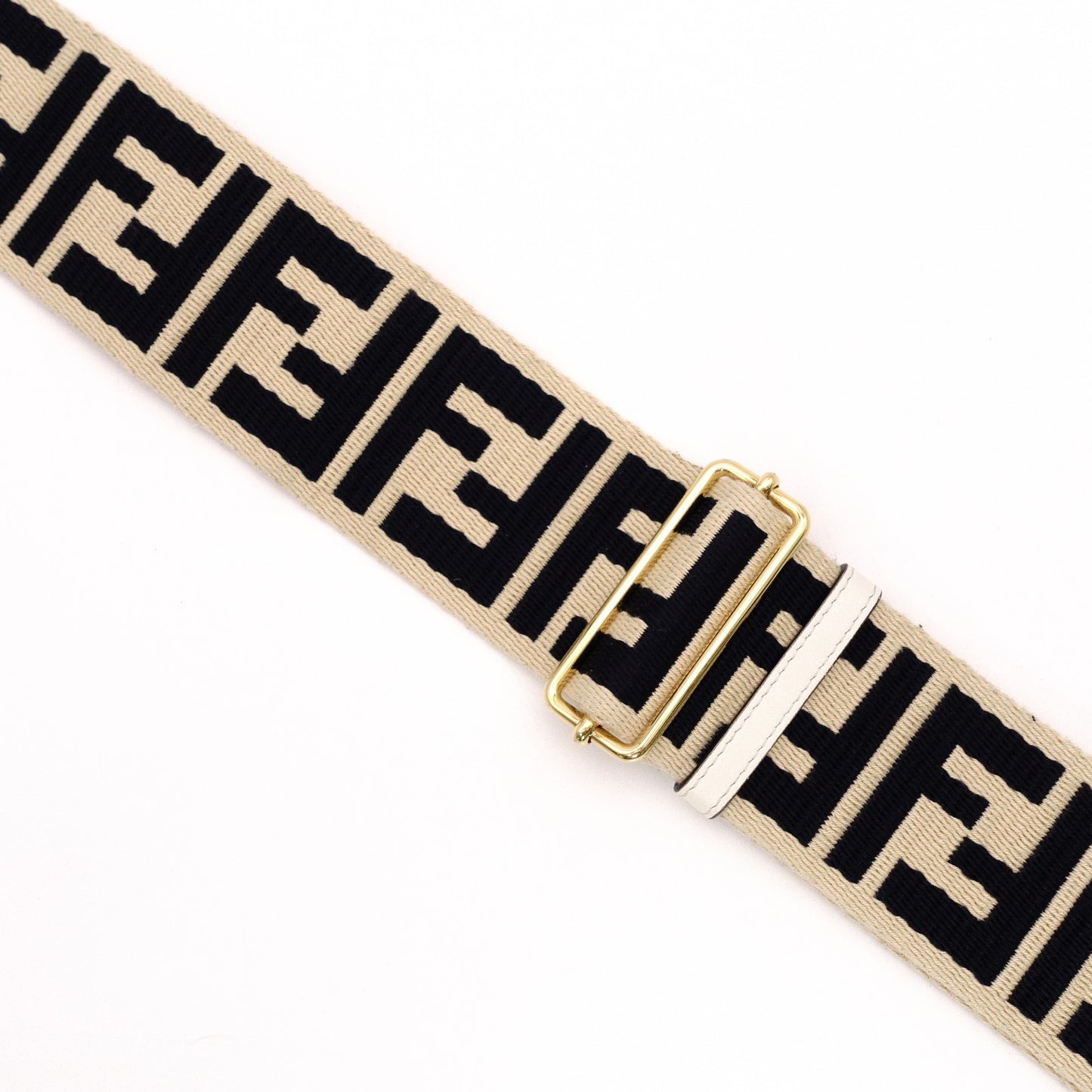 FENDI FF Logo Strap Canvas Beige Zucca Shoulder Strap