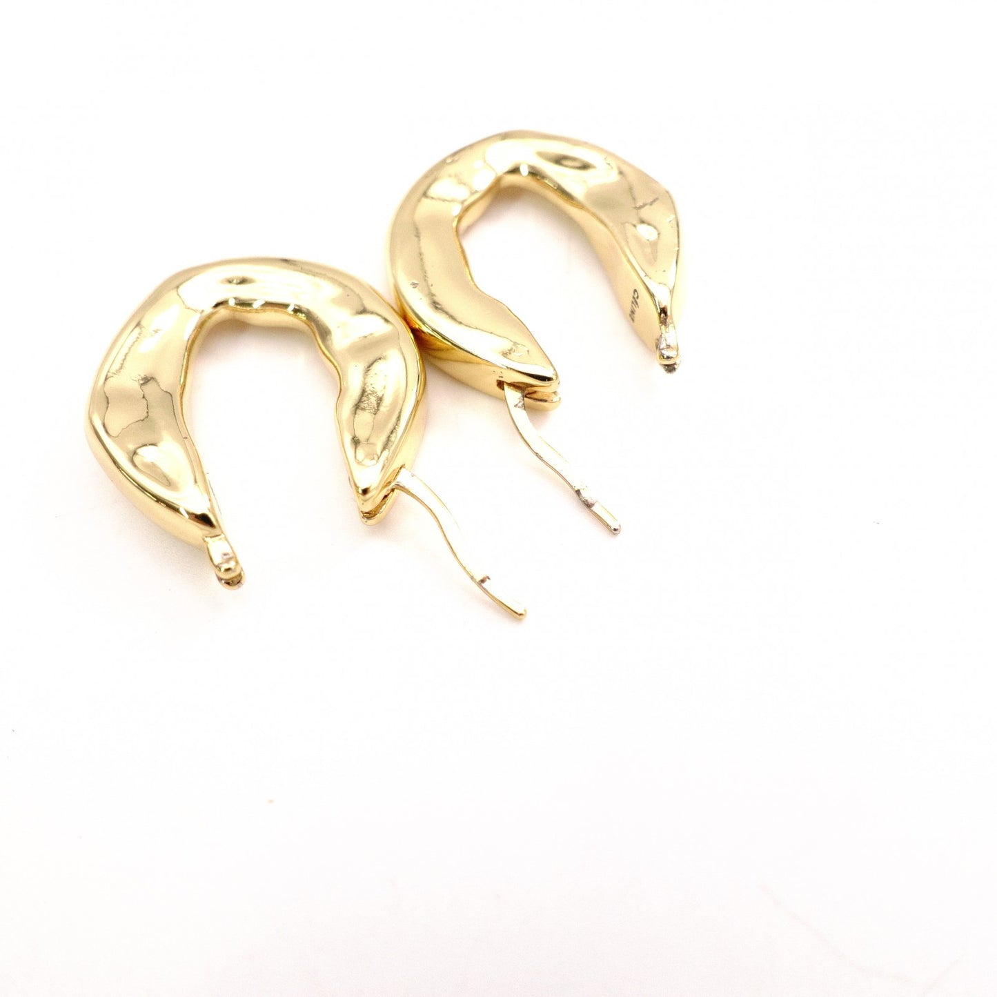 CELINE Hoop Earrings Gold Metal