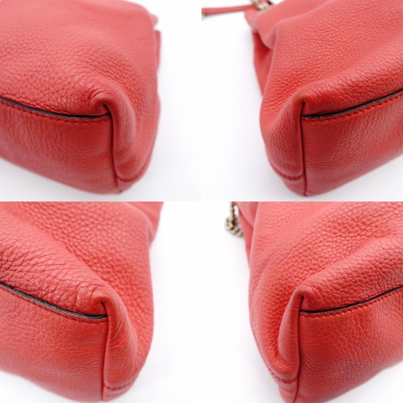 GUCCI Soho Chain Shoulder Bag Pink-Tone Leather Crossbody Gold Hardware Logo 7-8-295