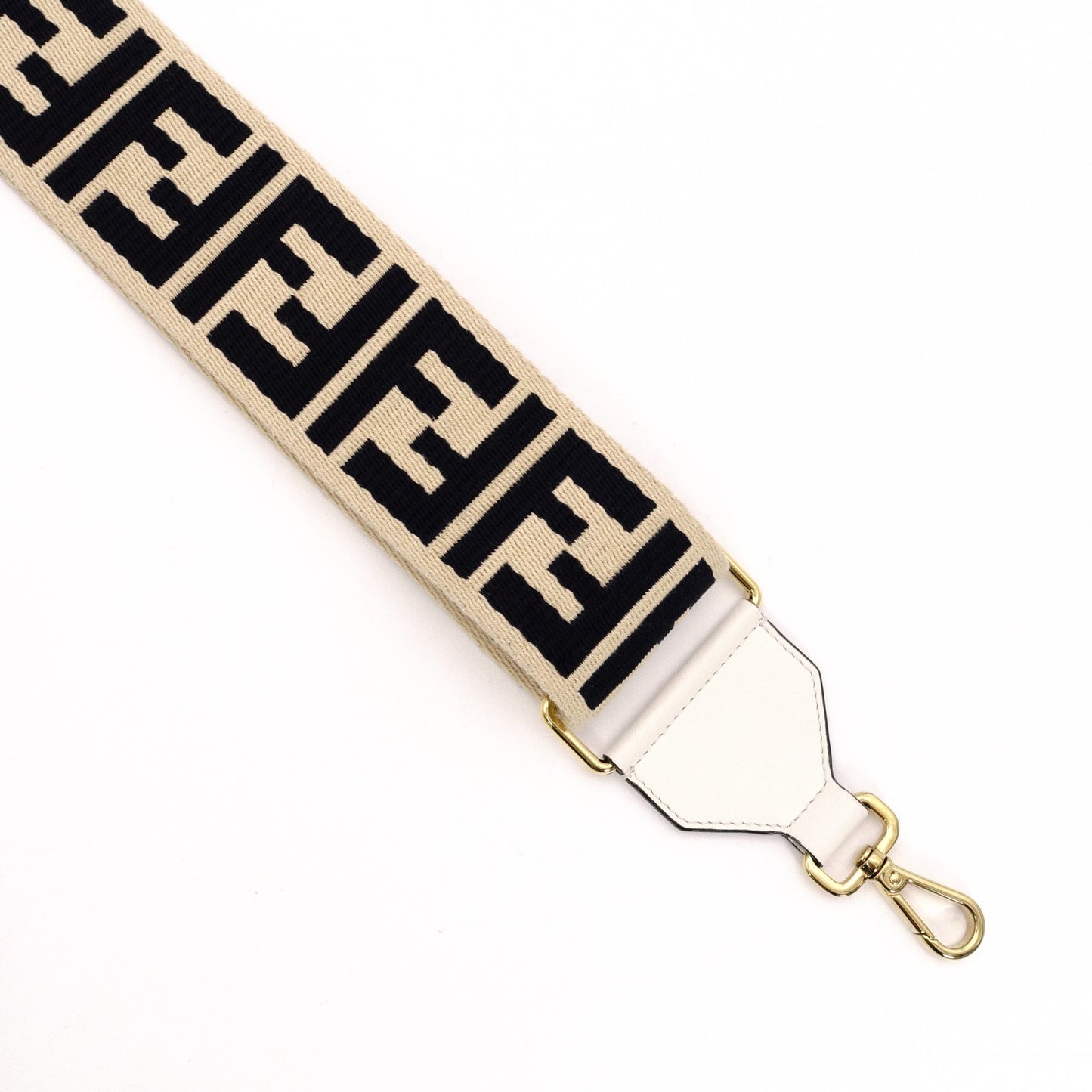 FENDI FF Logo Strap Canvas Beige Zucca Shoulder Strap