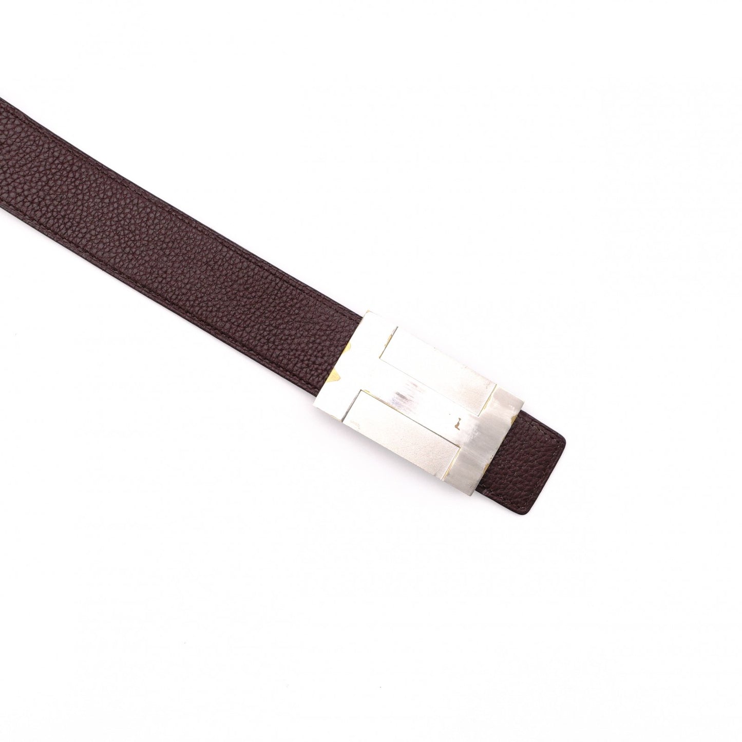 HERMES H Belt, Leather, Brown, Men's, Black, Reversible