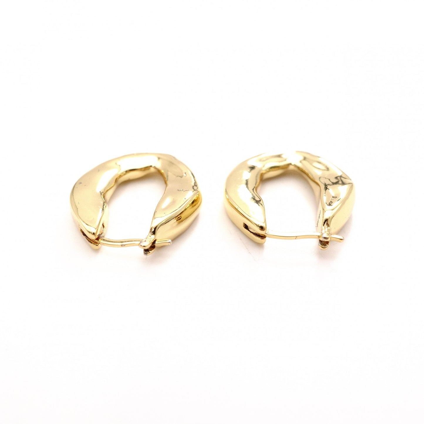 CELINE Hoop Earrings Gold Metal