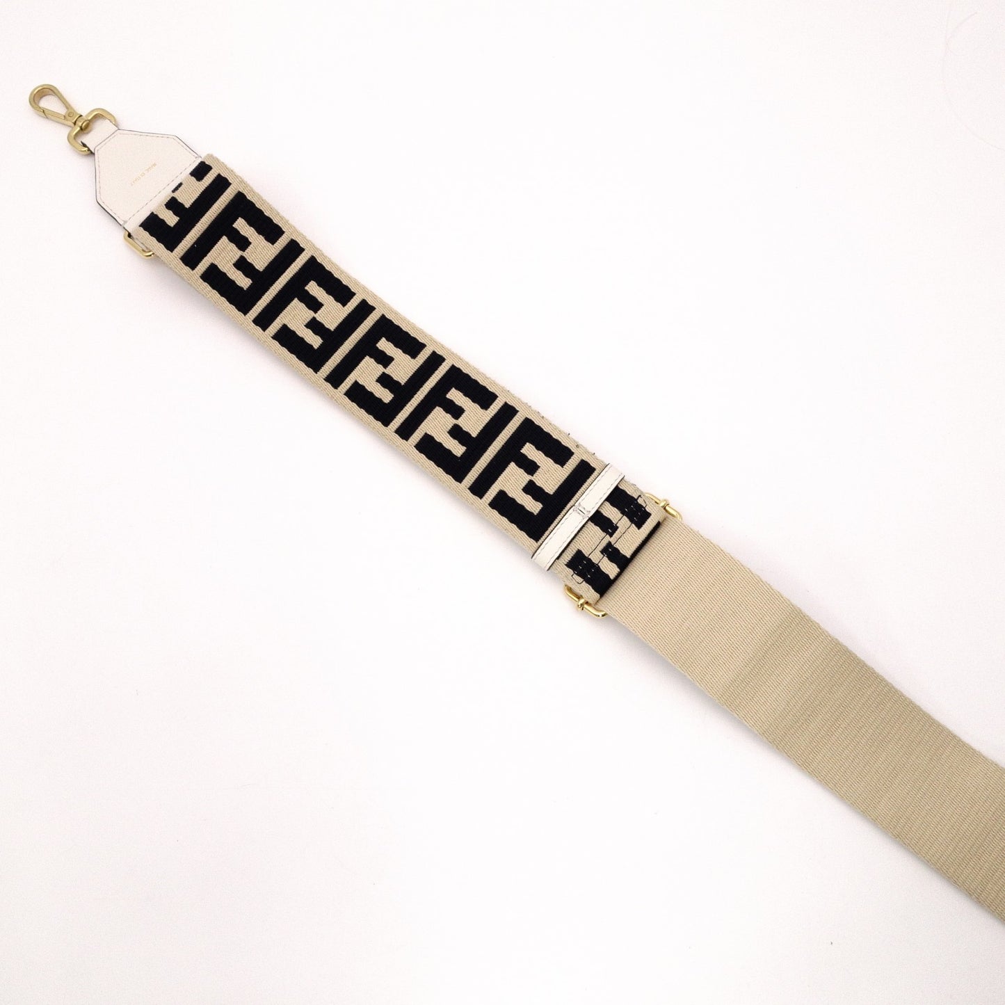 FENDI FF Logo Strap Canvas Beige Zucca Shoulder Strap