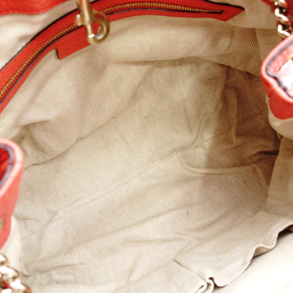 GUCCI Soho Chain Shoulder Bag Pink-Tone Leather Crossbody Gold Hardware Logo 7-8-295