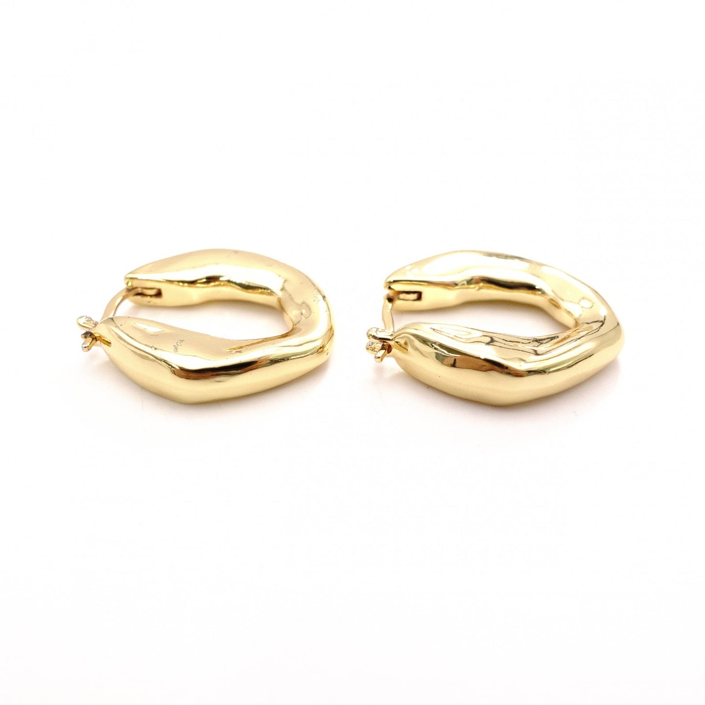 CELINE Hoop Earrings Gold Metal
