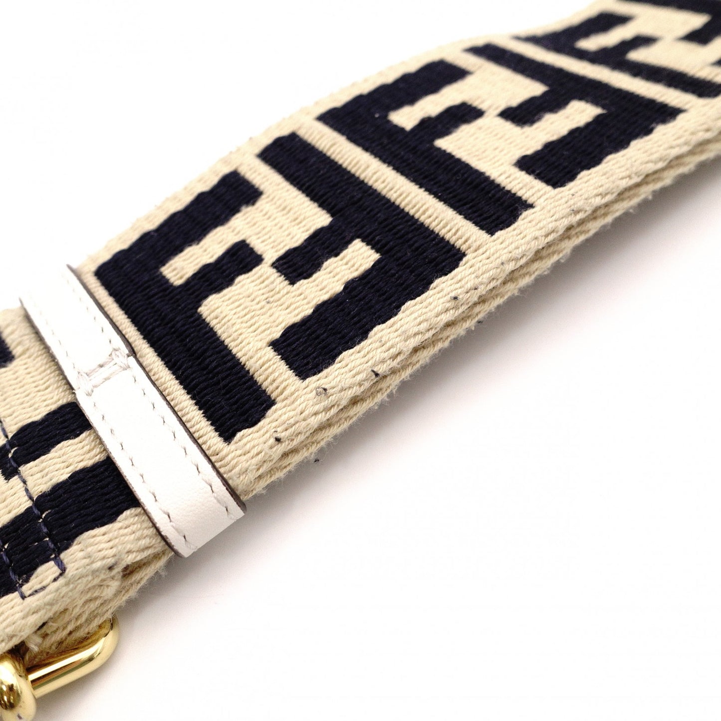 FENDI FF Logo Strap Canvas Beige Zucca Shoulder Strap