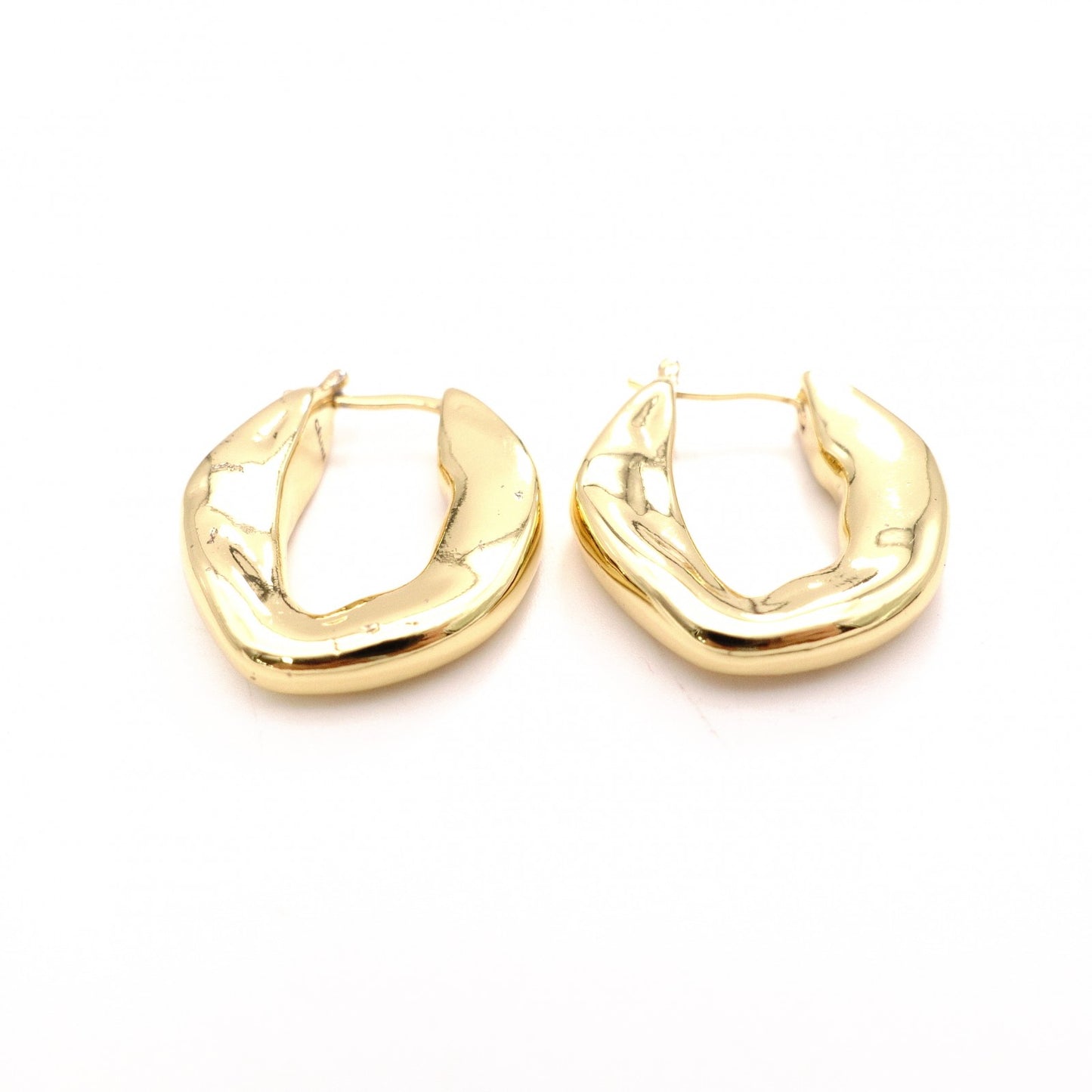 CELINE Hoop Earrings Gold Metal