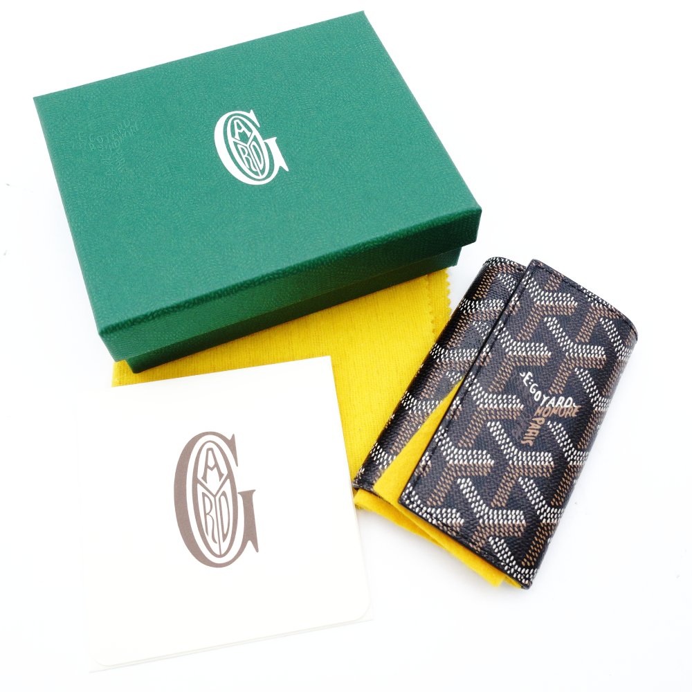 GOYARD 6-Key Holder Saint Michel Goyardine Canvas Leather Black × Silver Hardware 7-12-484