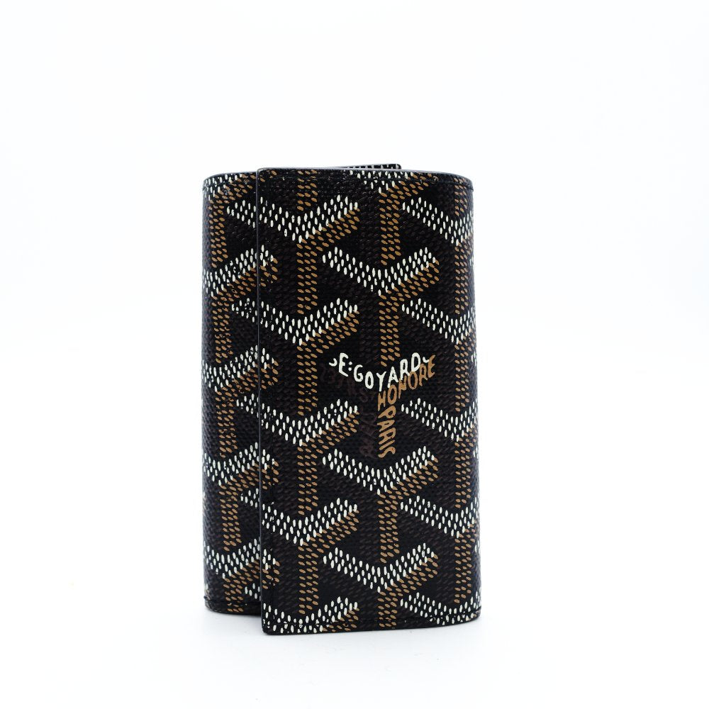 GOYARD 6-Key Holder Saint Michel Goyardine Canvas Leather Black × Silver Hardware 7-12-484